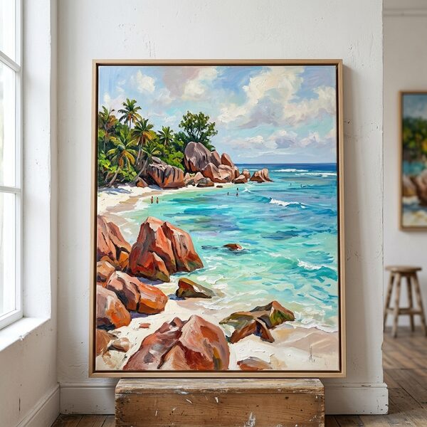 Original Oil Painting La Digue Seascape 40x60cm