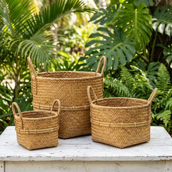 Seychelles Handwoven Vakwa Basket Set of 3